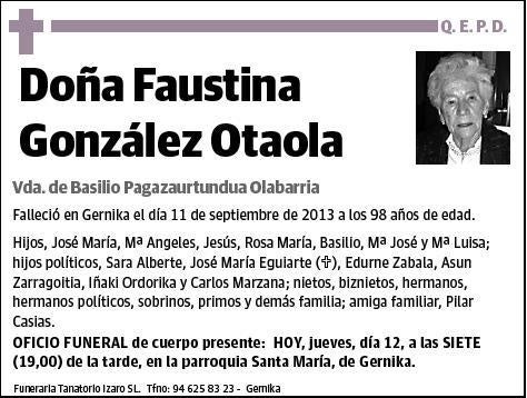 GONZALEZ OTAOLA,FAUSTINA