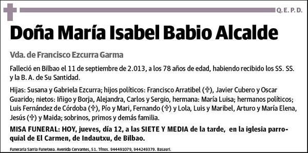 BABIO ALCALDE,MARIA ISABEL