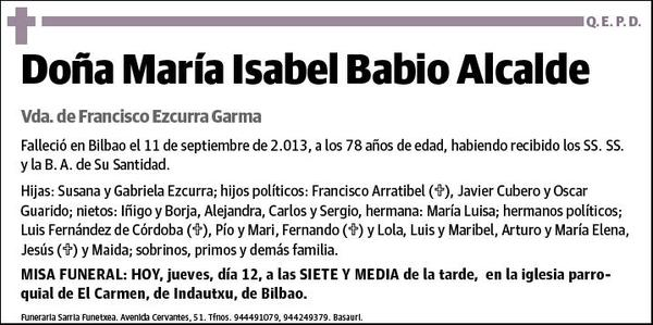 BABIO ALCALDE,MARIA ISABEL