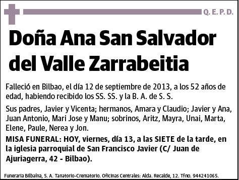 SAN SALVADOR DEL VALLE ZARRABEITIA,ANA