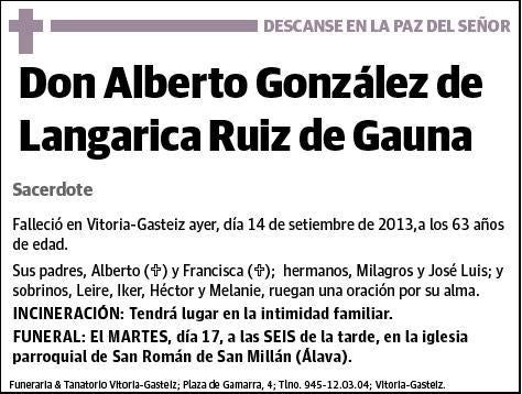 GONZALEZ DE LANGARICA RUIZ DE GAUNA,ALBERTO