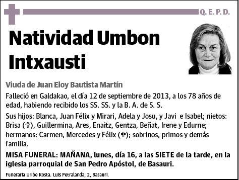 UMBON INTXAUSTI,NATIVIDAD