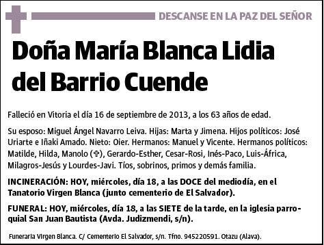 LIDIA DEL BARRIO CUENDE,MARIA BLANCA