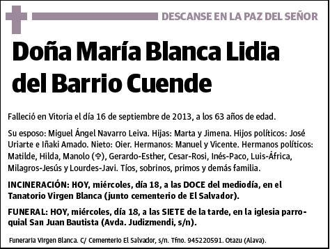 LIDIA DEL BARRIO CUENDE,MARIA BLANCA