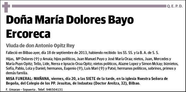 BAYO ERCORECA,MARIA DOLORES