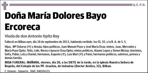 BAYO ERCORECA,MARIA DOLORES