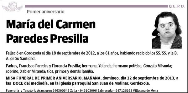 PAREDES PRESILLA,MARIA DEL CARMEN