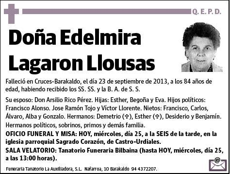 LAGARON LLOUSAS,EDELMIRA