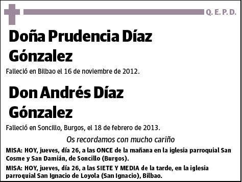 DIAZ GONZALEZ PRUDENCIA Y DIAZ GONZALEZ,ANDRES