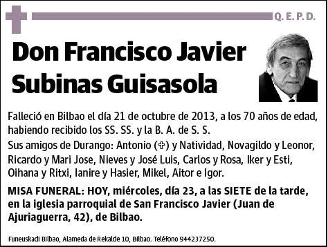 SUBINAS GUISASOLA,FRANCISCO JAVIER