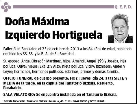 IZQUIERDO HORTIGUELA,MAXIMA