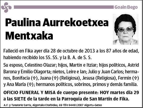 AURREKOETXEA MENTXAKA,PAULINA