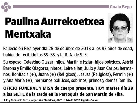 AURREKOETXEA MENTXAKA,PAULINA