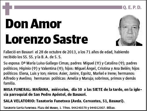 LORENZO SASTRE,AMOR