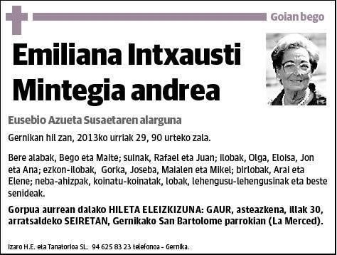 INTXAUSTI MINTEGIA,EMILIANA