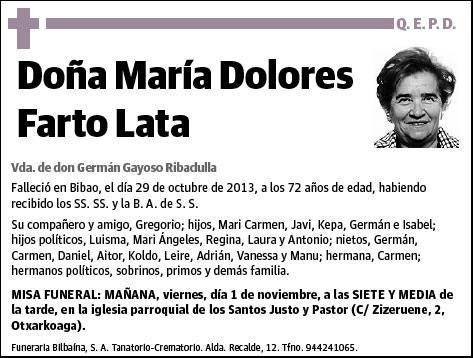 FARTO LATA,MARIA DOLORES