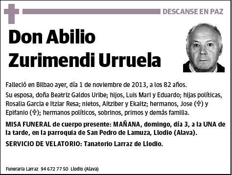 ZURIMENDI URRUELA,ABILIO