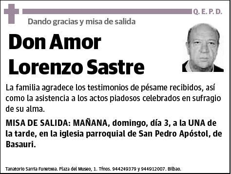 LORENZO SASTRE,AMOR