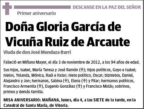 GARCIA DE VICUÑA RUIZ DE ARCAUTE,GLORIA