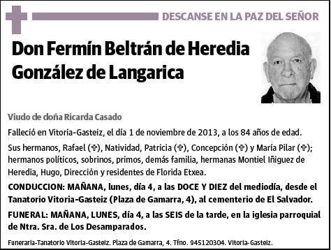 BELTRAN DE HEREDIA GONZALEZ DE LANGARICA,FERMIN