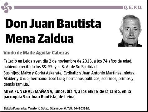 MENA ZALDUA,JUAN BAUTISTA