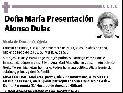 ALONSO DULAC,MARIA PRESENTACION