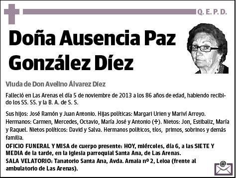 GONZALEZ DIEZ,AUSENCIA PAZ