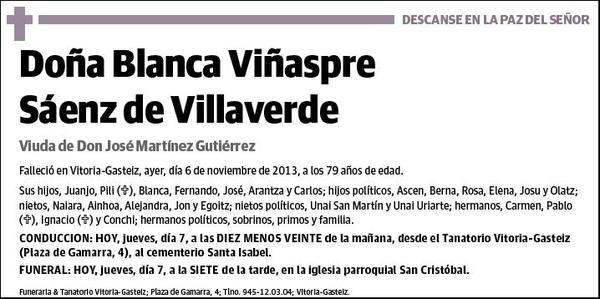 VIÑASPRE SAENZ DE VILLAVERDE,BLANCA