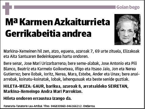 AZKAITURRIETA GERRIKABEITIA,Mª KARMEN