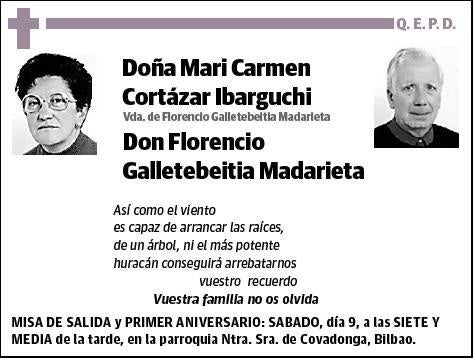 CORTAZAR IBARGUCHI Y FLORENCIO GALLETEBEITIA MADARIETA,MARI CARMEN