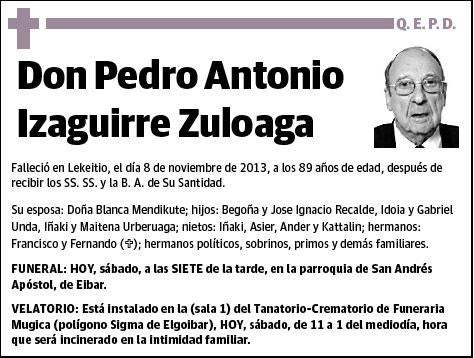 IZAGUIRRE ZULOAGA,PEDRO ANTONIO