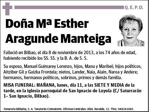 ARAGUNDE MANTEIGA,Mª ESTHER