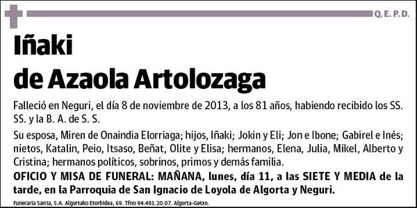 DE AZAOLA ARTOLOZAGA,IÑAKI