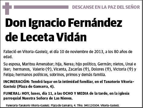 FERNANDEZ DE LECETA VIDAN,IGNACIO