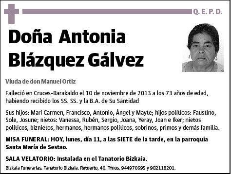 BLAZQUEZ GALVEZ,ANTONIA