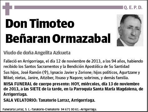 BEÑARAN ORMAZABAL,TIMOTEO