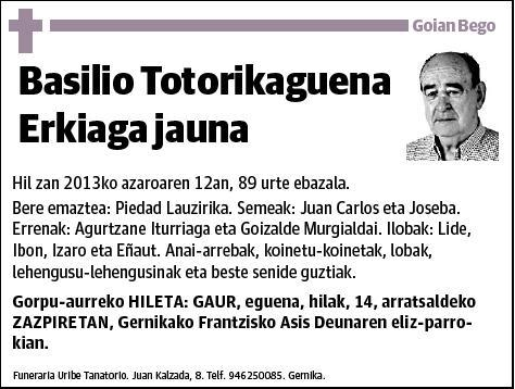 TOTORIKAGUENA ERKIAGA,BASILIO