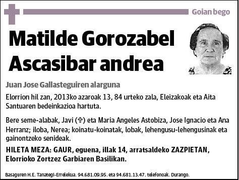 GOROZABEL ASCASIBAR,MATILDE