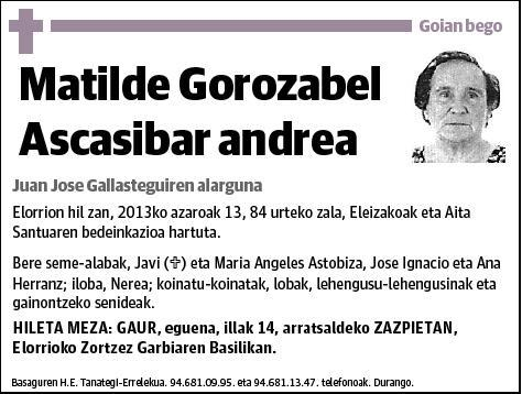 GOROZABEL ASCASIBAR,MATILDE