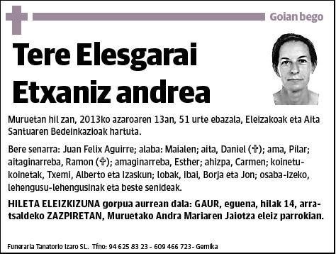 ELESGARAI ETXANIZ,TERE