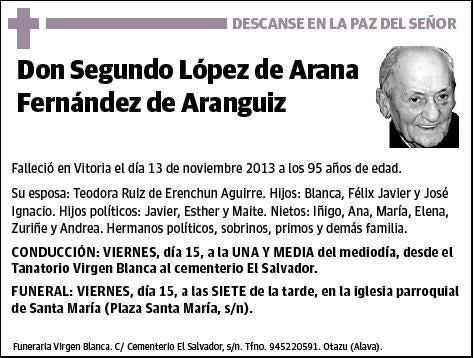 LOPEZ DE ARANA FERNANDEZ DE ARANGUIZ,SEGUNDO