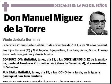 MIGUEZ DE LA TORRE,MANUEL