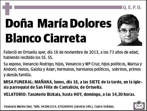 BLANCO CIARRETA,MARIA DOLORES