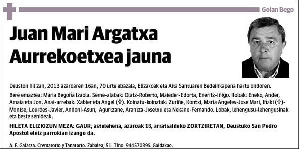 ARGATXA AURREKOETXEA,JUAN MARI