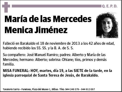 MENICA JIMENEZ,MARIA DE LAS MERCEDES