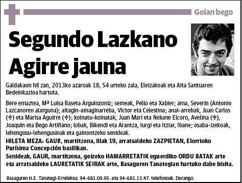 LAZKANO AGIRRE,SEGUNDO