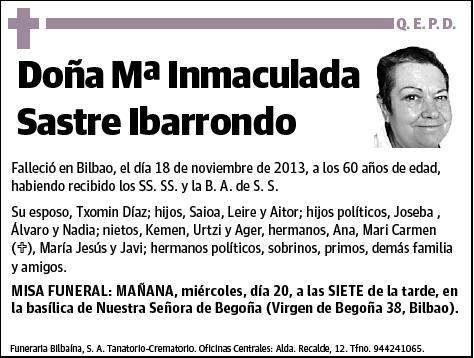 SASTRE IBARRONDO,Mª INMACULADA