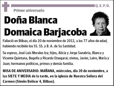 DOMAICA BARJACOBA,BLANCA