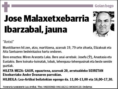 MALAXETXEBARRIA IBARZABAL,JOSE