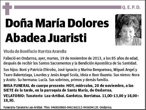 ABADEA JUARISTI,MARIA DOLORES